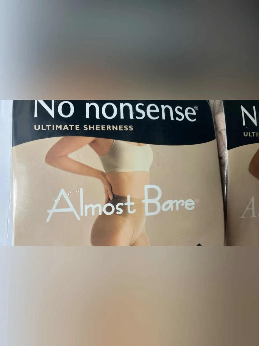 No Nonsense Almost Bare Lace Hi-Cut Pantyhose Sheer Toe Bare Bisque Mist Size B